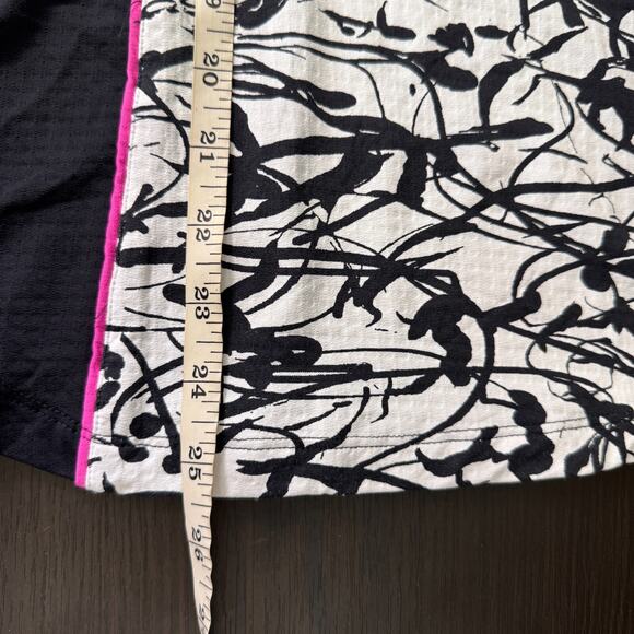 Ibkul Top Women Medium Abstract Black White Pink Zip Athletic Golf Tennis Active - Picture 7 of 8